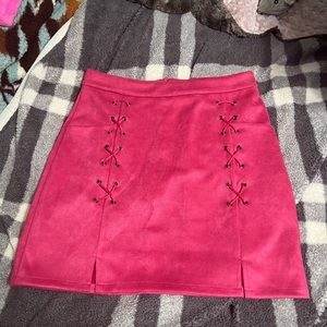 Pink suede skirt